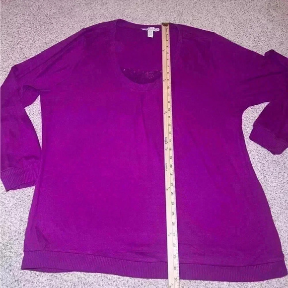 French Laundry Plus Purple Sweater Womens 2X 22W/24W Lace Bead Sequins - Picture 4 of 7